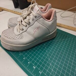 FUBU The Collection Sneakers Girls Size 10 White‎ Pink Leather Athletic Shoes